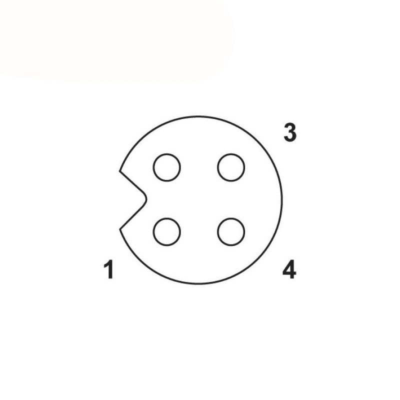 M5 4pins A code female straight rear panel mount connector,unshielded,single wires,26AWG 0.14mm²,brass with nickel plated shell